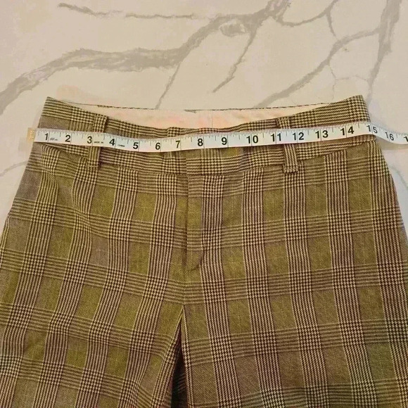 Rafaella Womens Plaid Wide Leg Cuffed Stretch Trouser Pant Brown Tan Size 6 - Picture 8 of 9